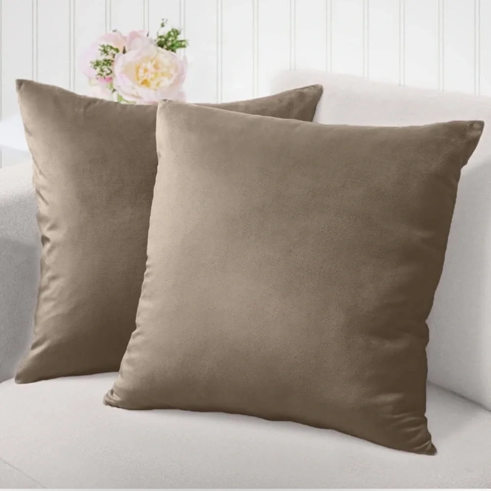 The Connecticut Home Company Velvet Throw Pillow Covers, Set of 2